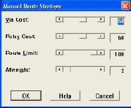     Manual Route (a), Route Layers (), Route Sweep ()  Route Passes ()